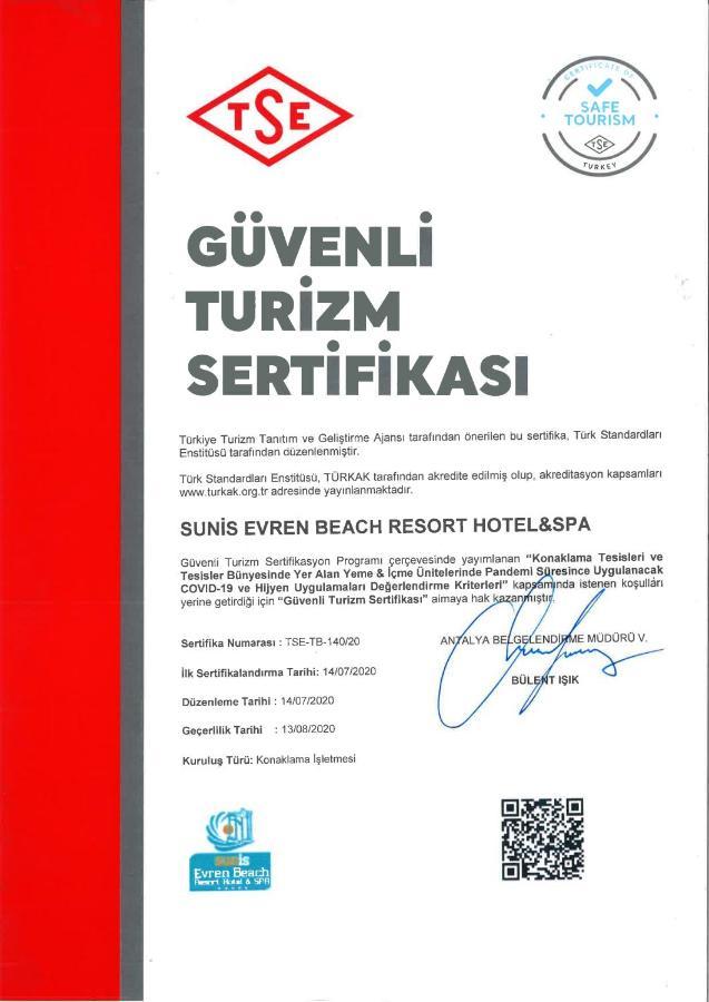 Sunis Evren Beach Resort Hotel & Spa Side Exterior photo